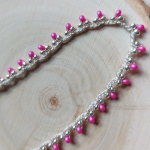 Bohemian Crochet Necklace, Pink Beads, Handcrafted by Rust Belt Rai…